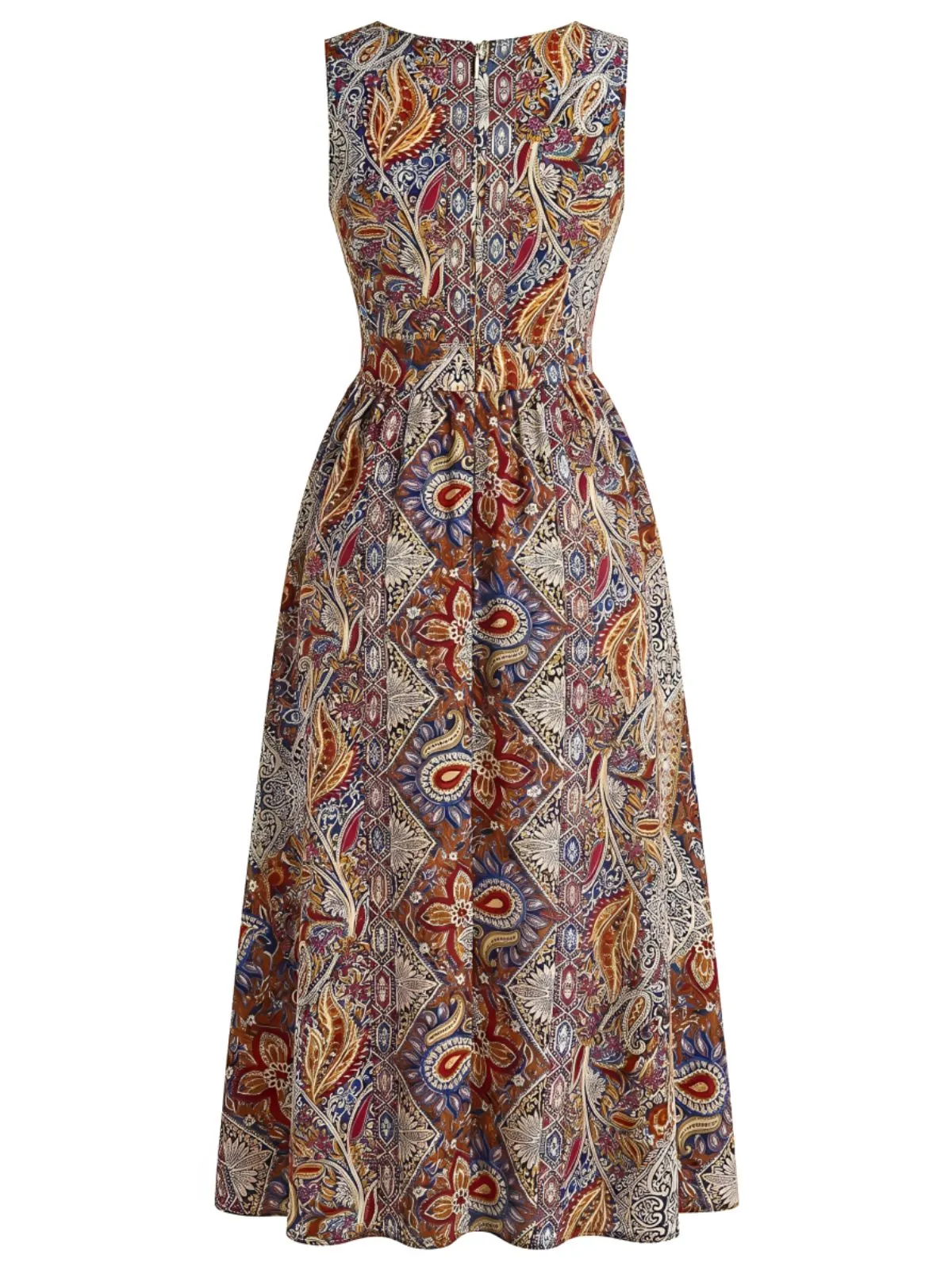 1970s Bohemian Paisley V-Neck Sleeveless High-Low Romper sold by Retro Stage product image thumbnail 3