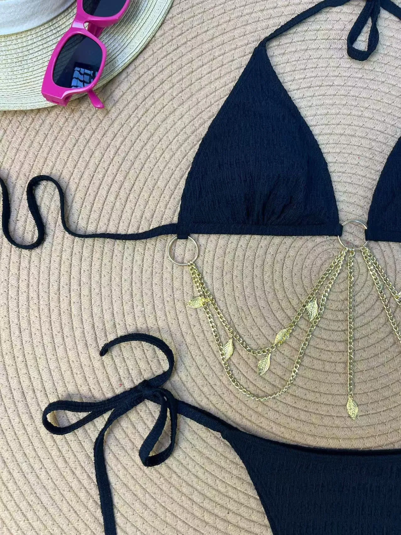 1960s Ribbed Gold Chain Triangle Bikini Set sold by Retro Stage product image thumbnail 4