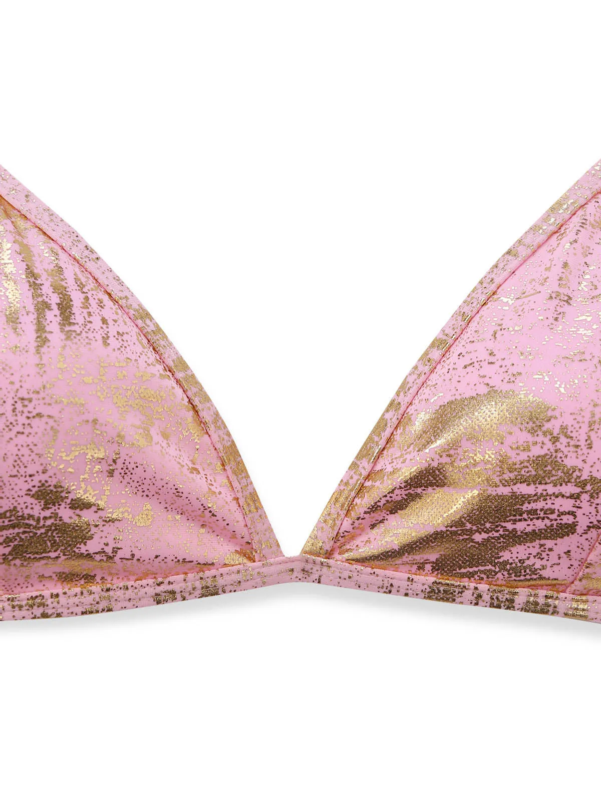 Pink 1980s Metallic Ring Triangle Halter Bikini Set sold by Retro Stage product image thumbnail 3