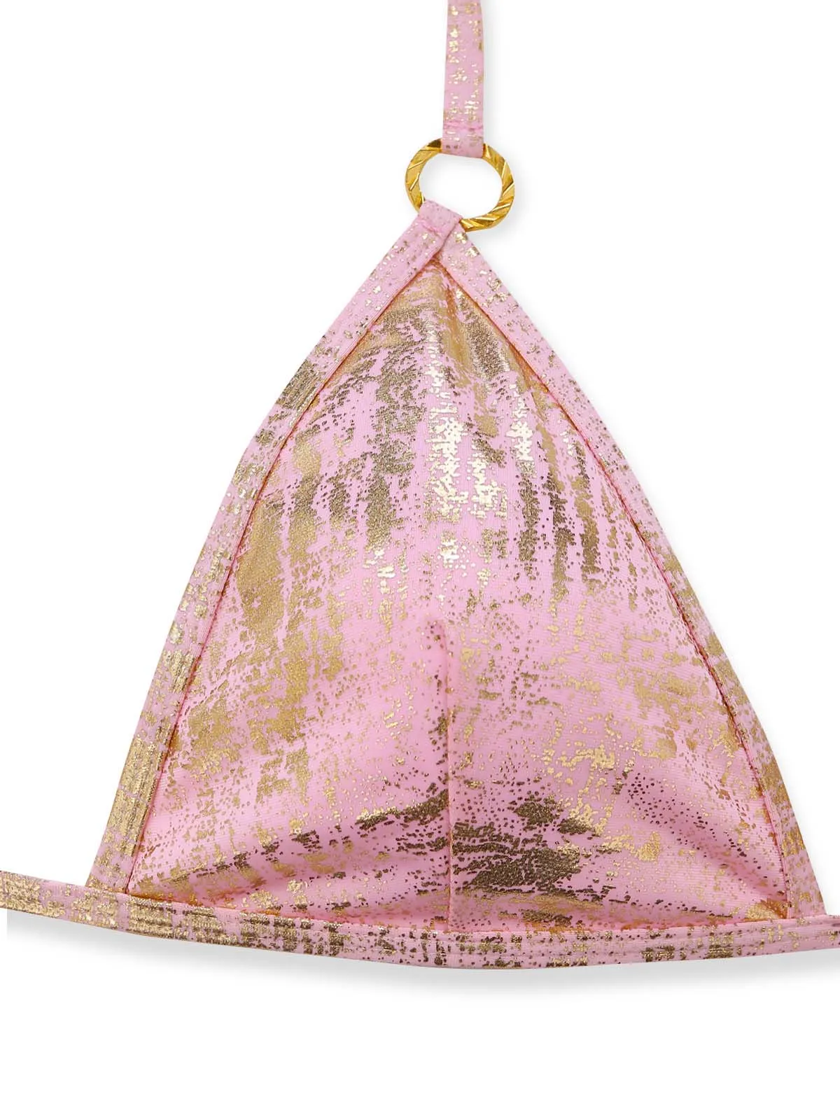 Pink 1980s Metallic Ring Triangle Halter Bikini Set sold by Retro Stage product image thumbnail 4