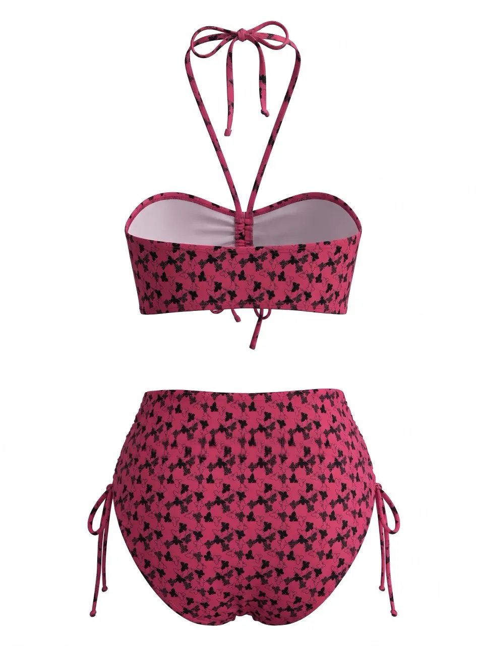 Rose Red 1940s Butterfly Halter Bikini Set sold by Retro Stage product image thumbnail 3