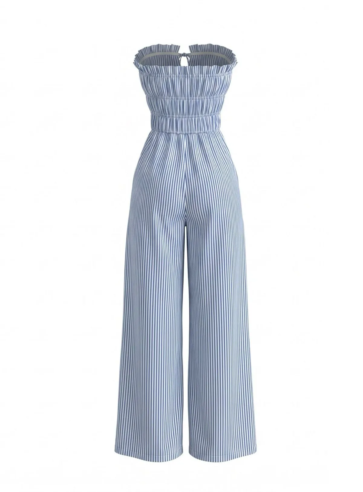 Light Blue 1950s Strapless Tie-Front Stripe Jumpsuit sold by Retro Stage product image thumbnail 3