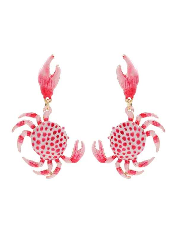 Spotted Crab Dangle Earrings made by Retro Stage
