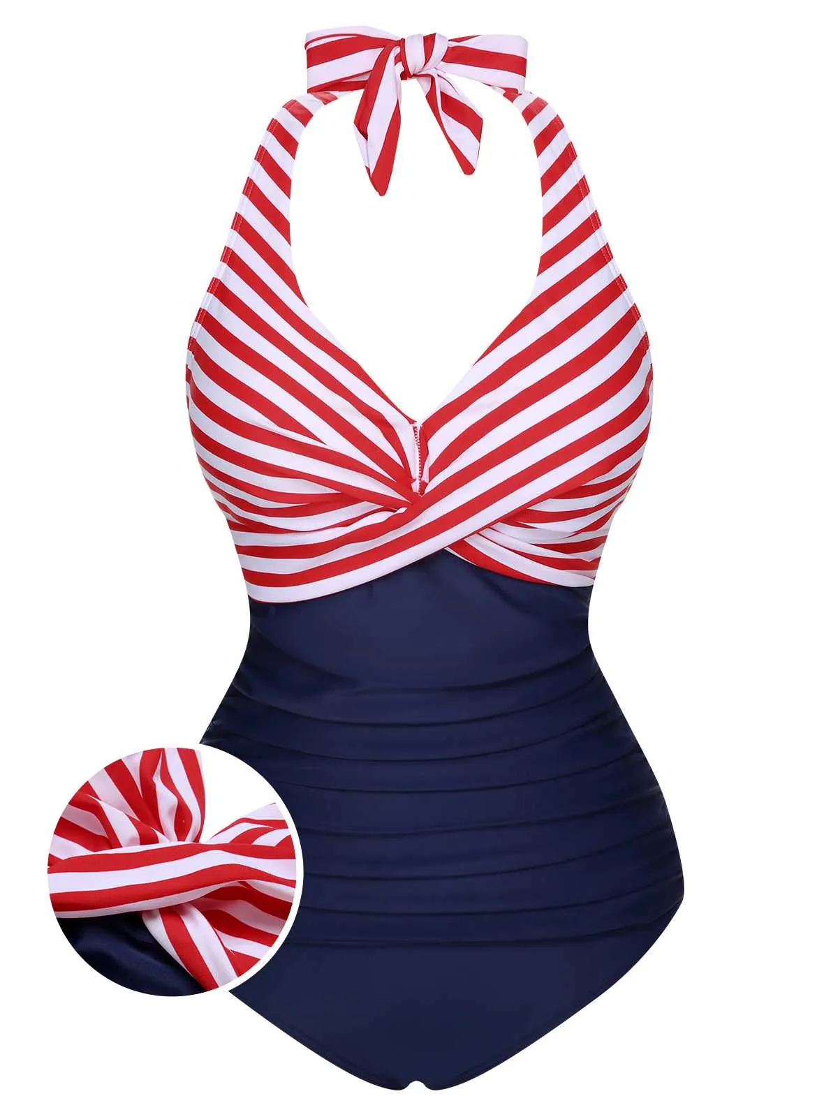1950s Halter Stripes One-Piece Swimsuit sold by Retro Stage product image thumbnail 5