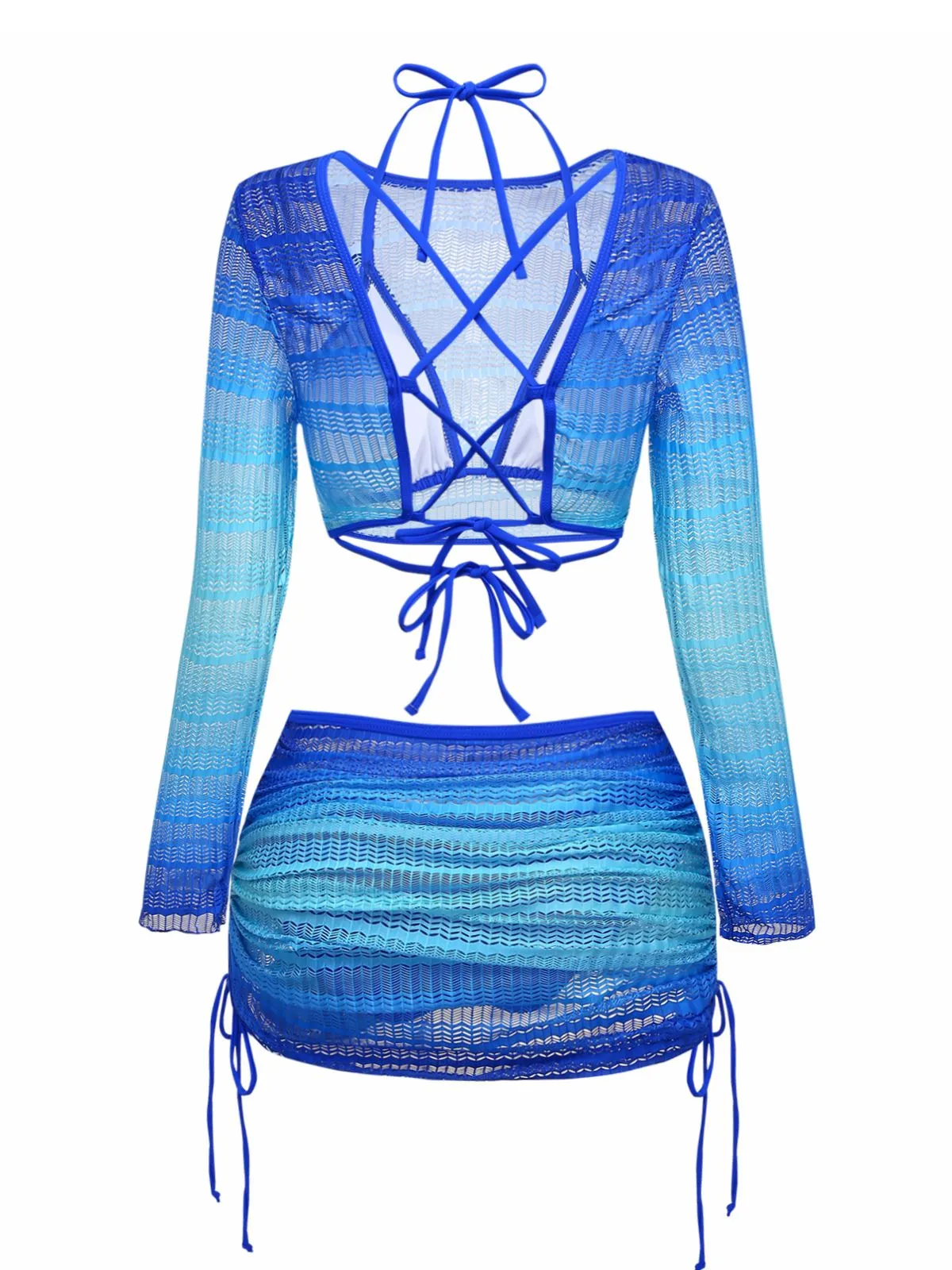 1960s Ombre Crochet Long Sleeve Bikini Set & Cover-Up Set sold by Retro Stage product image thumbnail 3