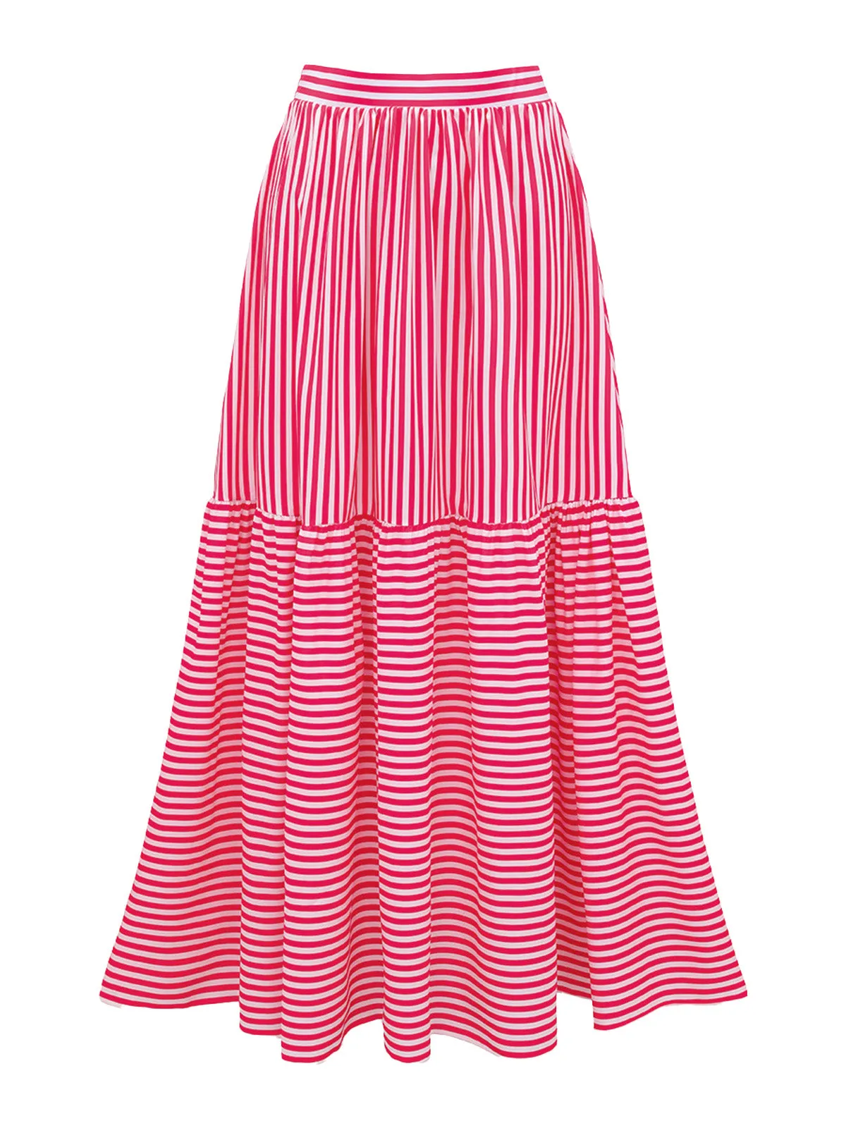 2PCS Pink 1940s Striped Strapless One-Piece Swimsuit & Cover-Up sold by Retro Stage product image thumbnail 4