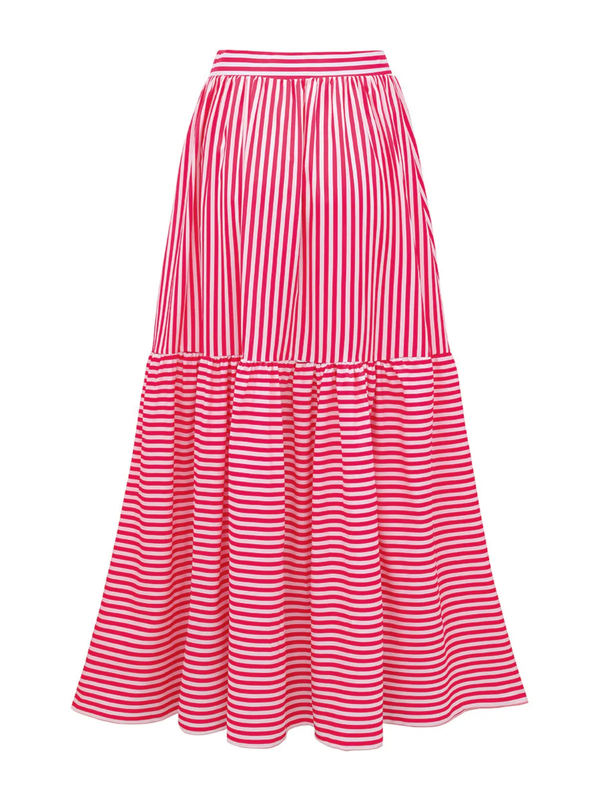 2PCS Pink 1940s Striped Strapless One-Piece Swimsuit & Cover-Up sold by Retro Stage product image thumbnail 5