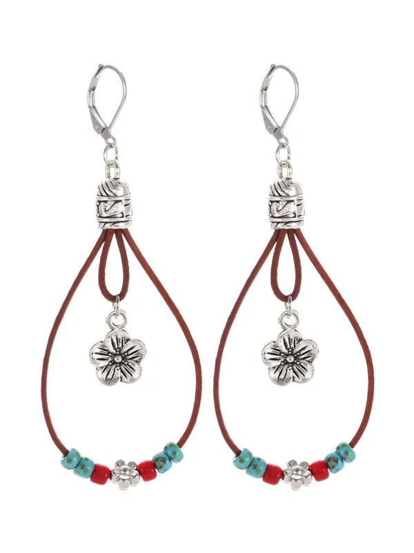 Bohemian Floral Beaded Vintage Drop Earrings made by Retro Stage