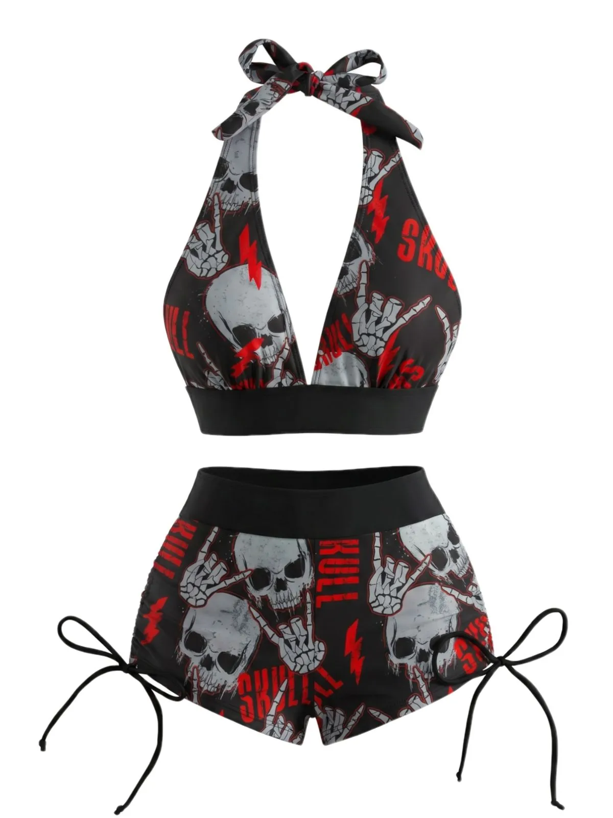 1980s Punk Halter Rock Skull Bikini Set sold by Retro Stage