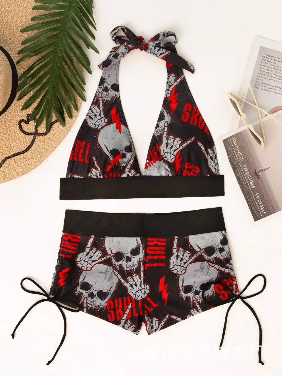 1980s Punk Halter Rock Skull Bikini Set sold by Retro Stage product image thumbnail 3