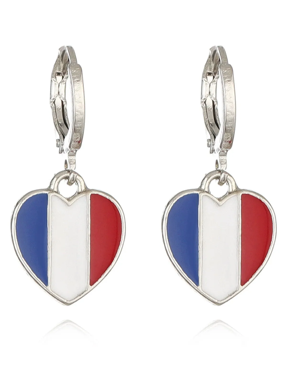 Red & Blue & White Flag Heart Pendant Earrings sold by Retro Stage product image thumbnail 2