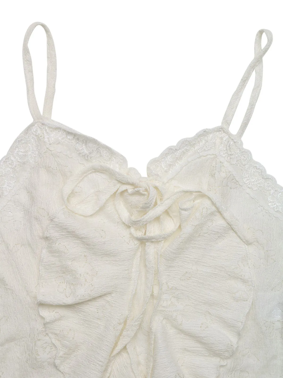 White 1950s Solid Crop Lace-Up Top sold by Retro Stage product image thumbnail 5