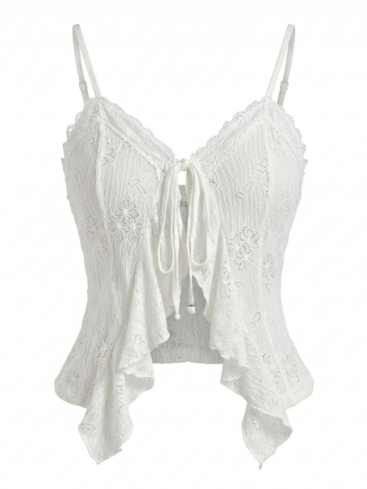 White 1950s Solid Crop Lace-Up Top sold by Retro Stage