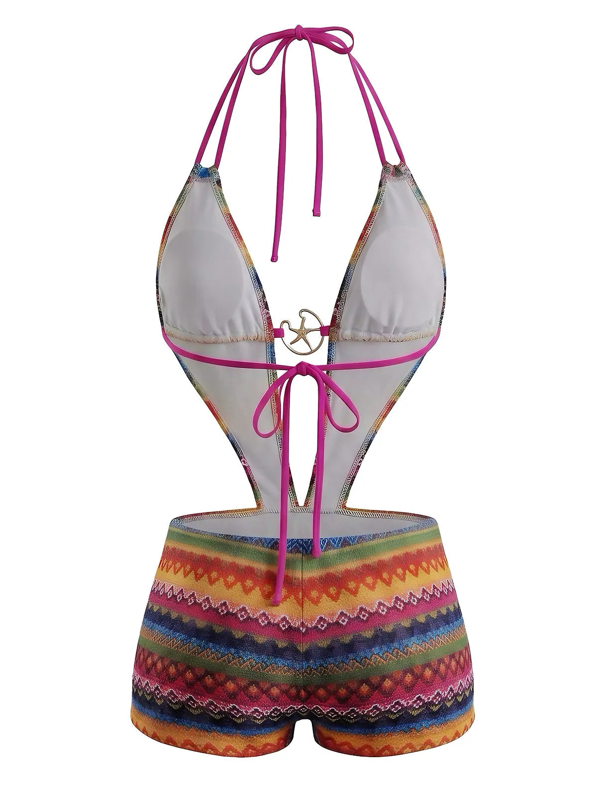 Vintage 1980s Irregular Print Plunging Boho Swimsuit sold by Retro Stage product image thumbnail 2