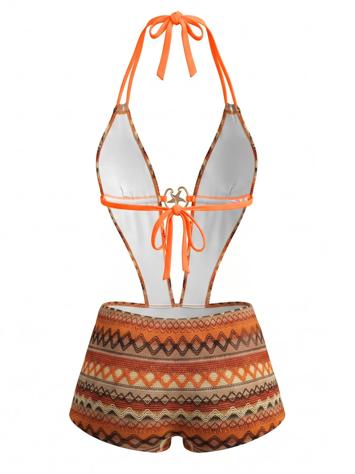 Vintage 1980s Irregular Print Plunging Boho Swimsuit sold by Retro Stage product image thumbnail 4