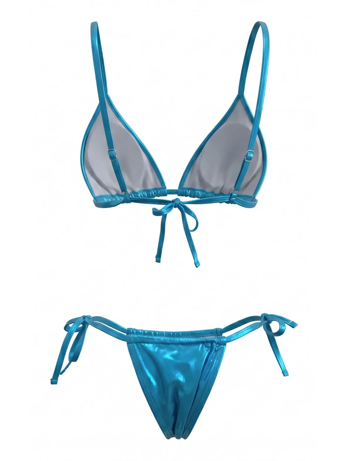 Sky Blue 1980s Sequined 3D Floral Bikini Set sold by Retro Stage product image thumbnail 3