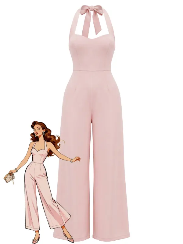 1950s Halter Backless Sleeveless Minimalist Jumpsuit made by Retro Stage