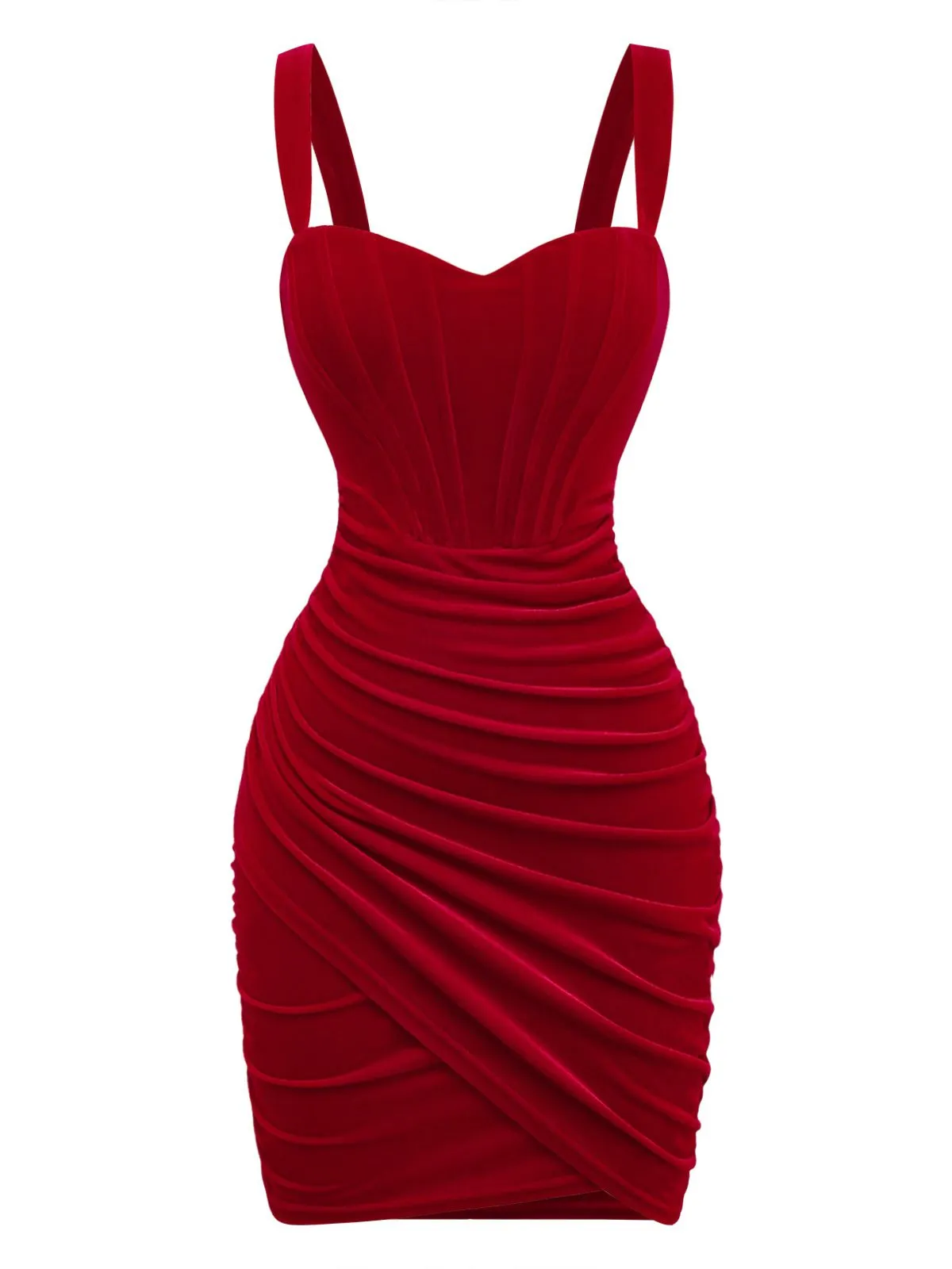 Red 1980s Velvet Corset Ruched Sweetheart Mini Dress sold by Retro Stage product image thumbnail 2