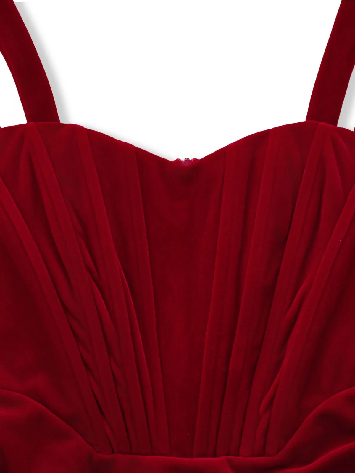 Red 1980s Velvet Corset Ruched Sweetheart Mini Dress sold by Retro Stage product image thumbnail 5
