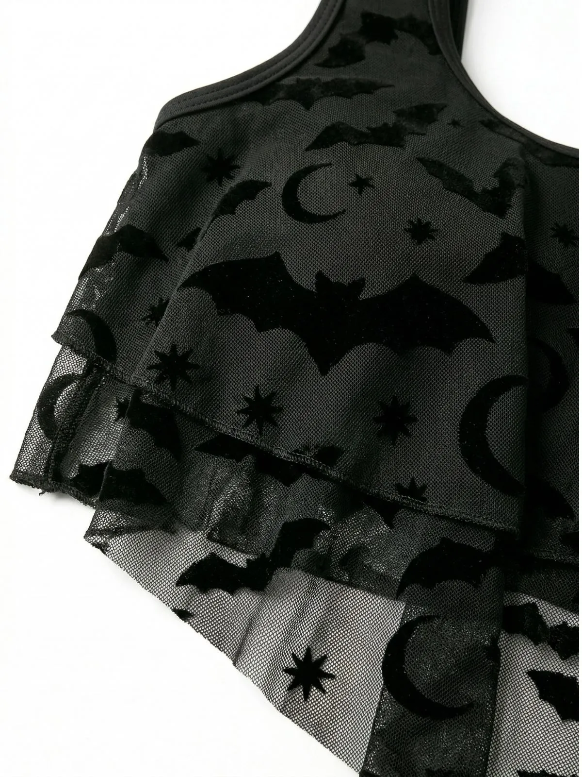 1970s Gothic Mesh Striped Bat Print Tankini Set sold by Retro Stage product image thumbnail 3