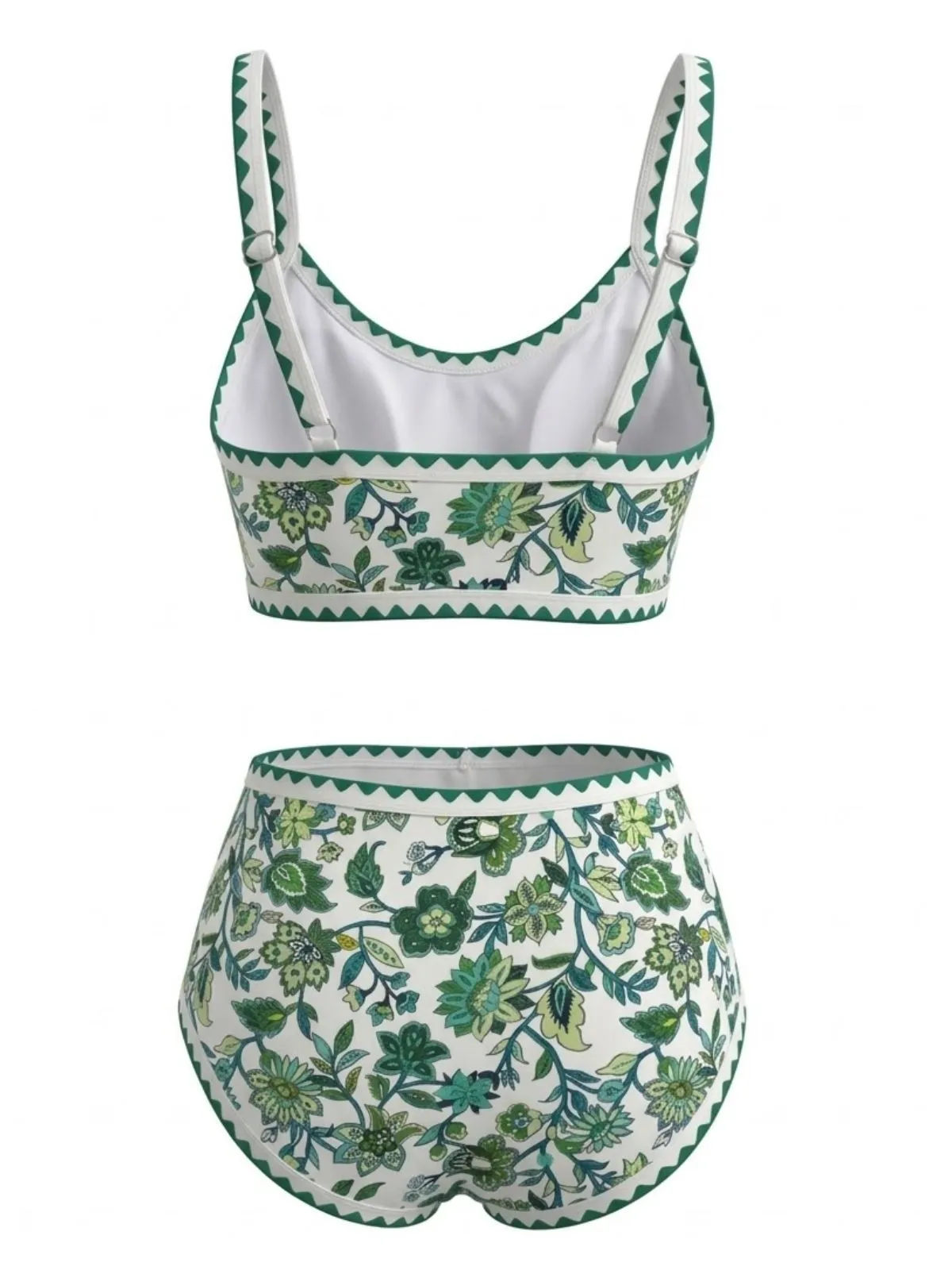 Pink 1950s Scoop Neck Floral High-Waist Bikini Set sold by Retro Stage product image thumbnail 4