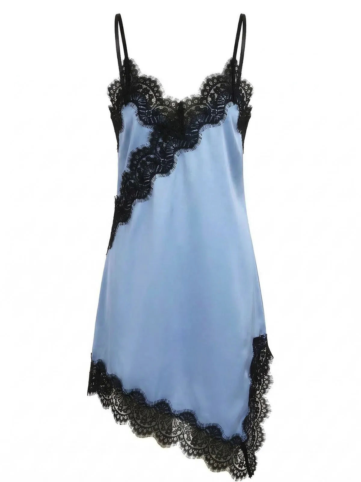 Dark Blue 1960s Satin Lace Spaghetti Strap Nightgown sold by Retro Stage product image thumbnail 2