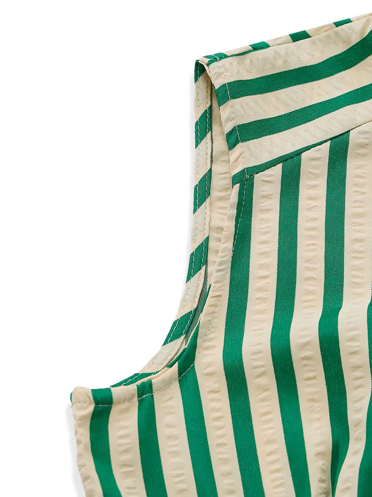 Green 1940s Striped Single-Breasted Sleeveless Dress sold by Retro Stage product image thumbnail 5