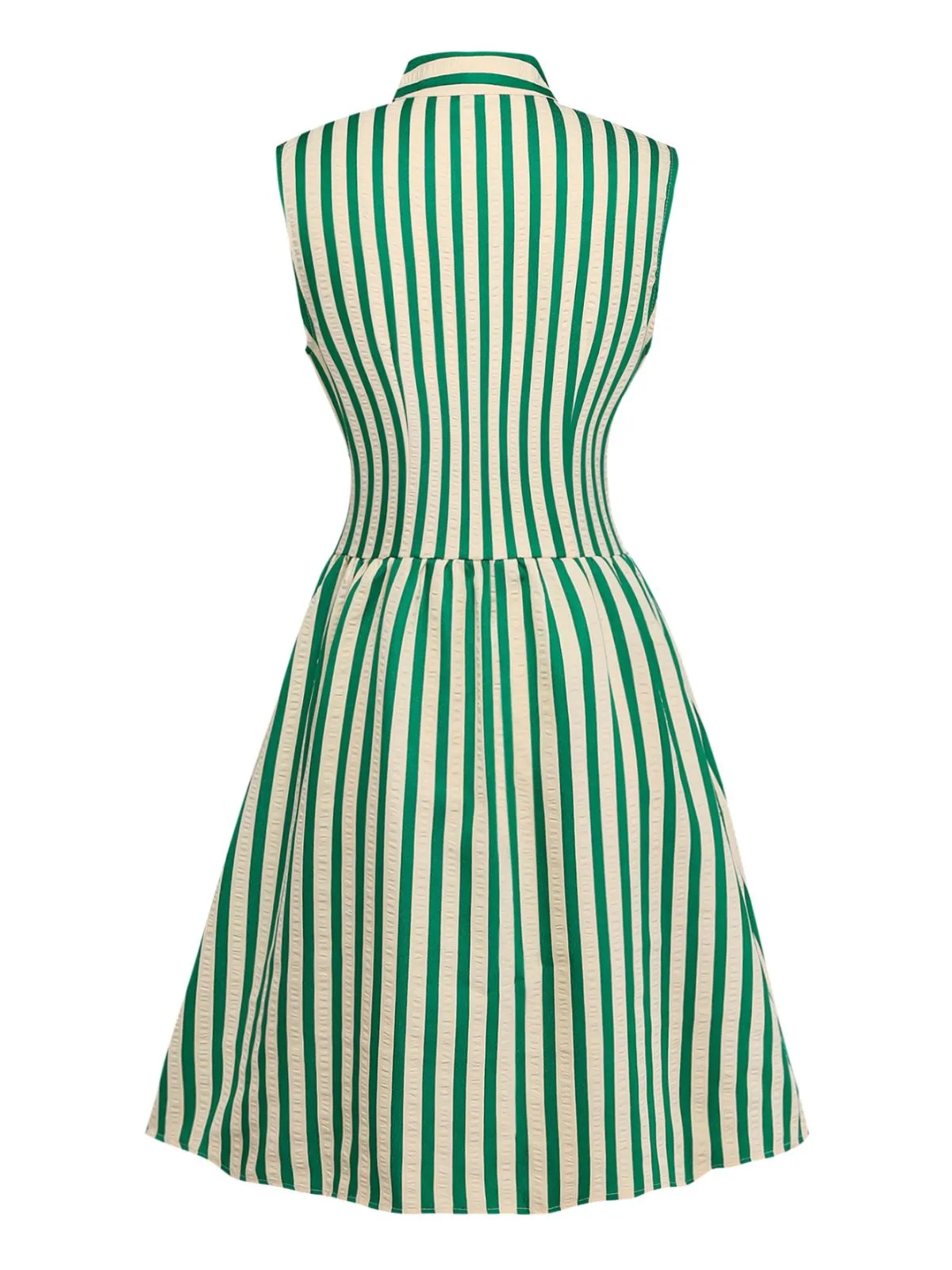 Green 1940s Striped Single-Breasted Sleeveless Dress sold by Retro Stage product image thumbnail 3