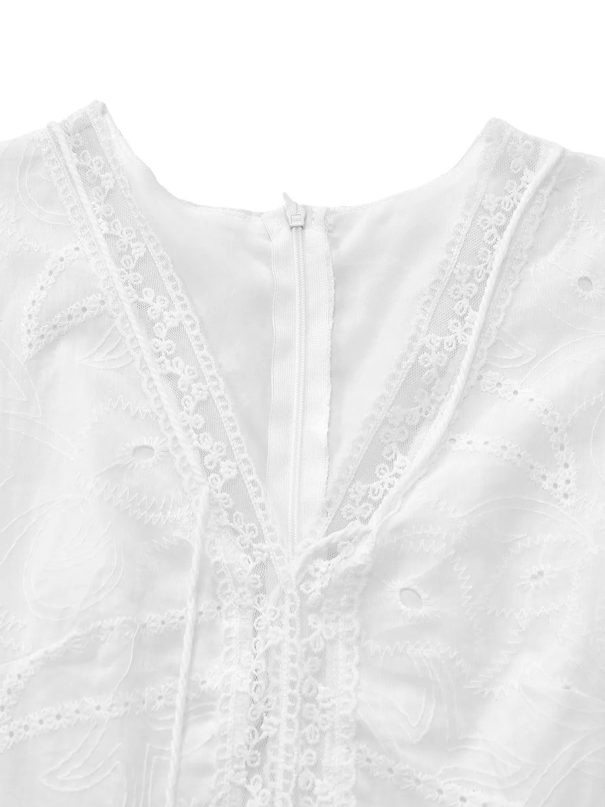 White 1940s Hollow Tassel Embroidered Cover-Up Dress sold by Retro Stage product image thumbnail 4