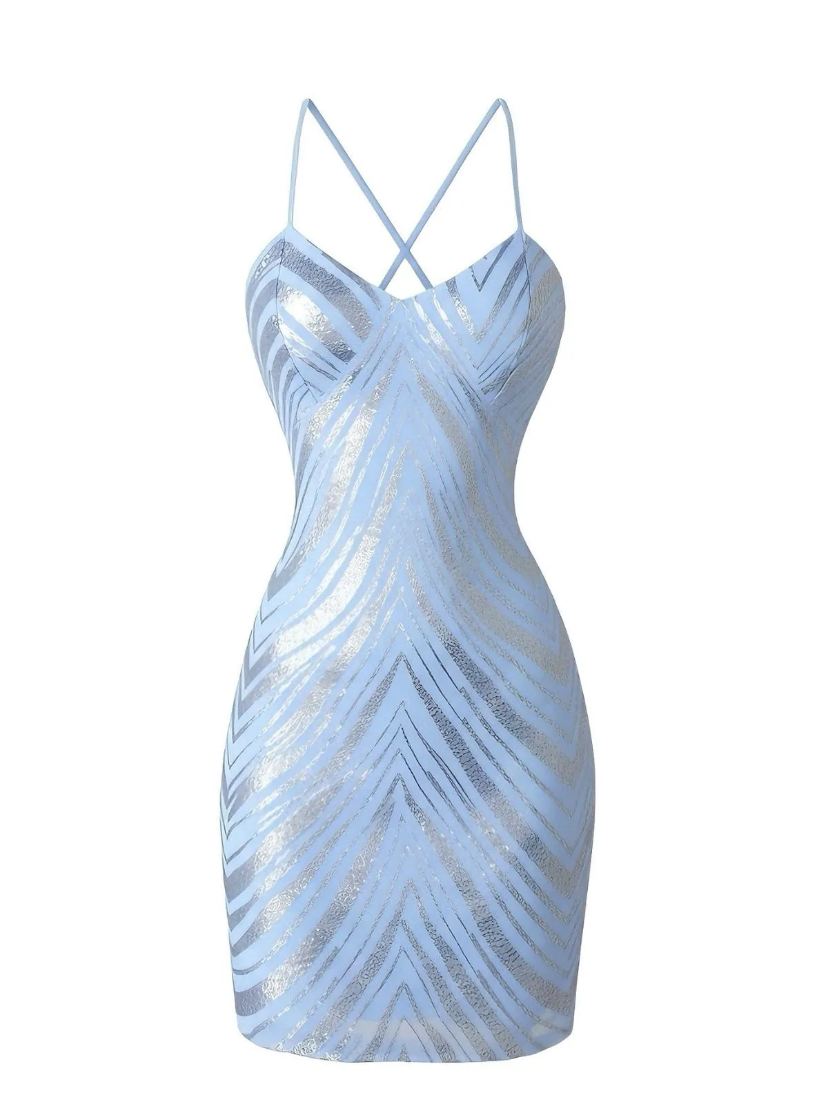 1920s Spaghetti Strap Sequin Chevron Backless Party Dress sold by Retro Stage product image thumbnail 2