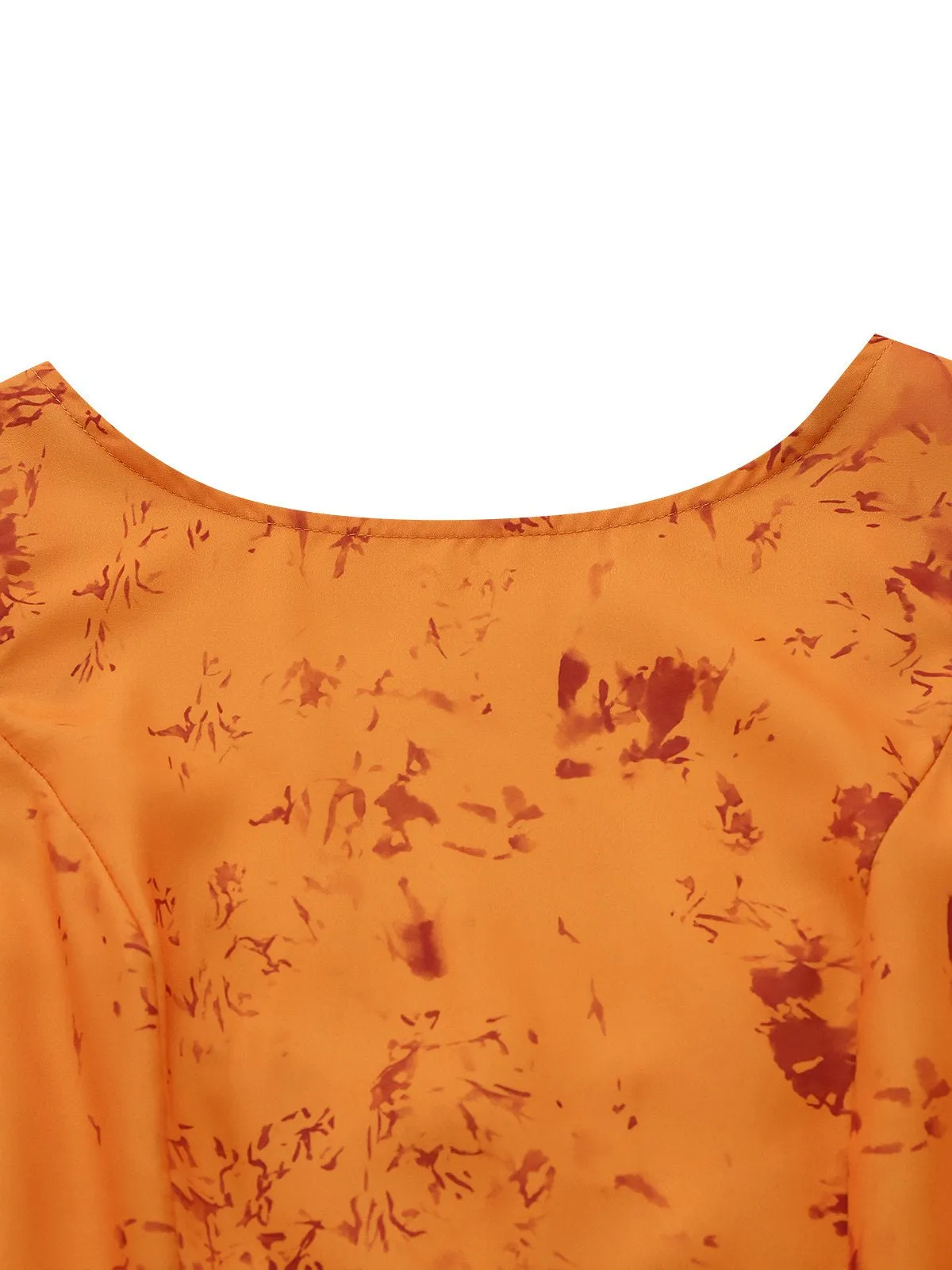Orange 1930s Cotton Sleeveless Printed Fitted Dress sold by Retro Stage product image thumbnail 4