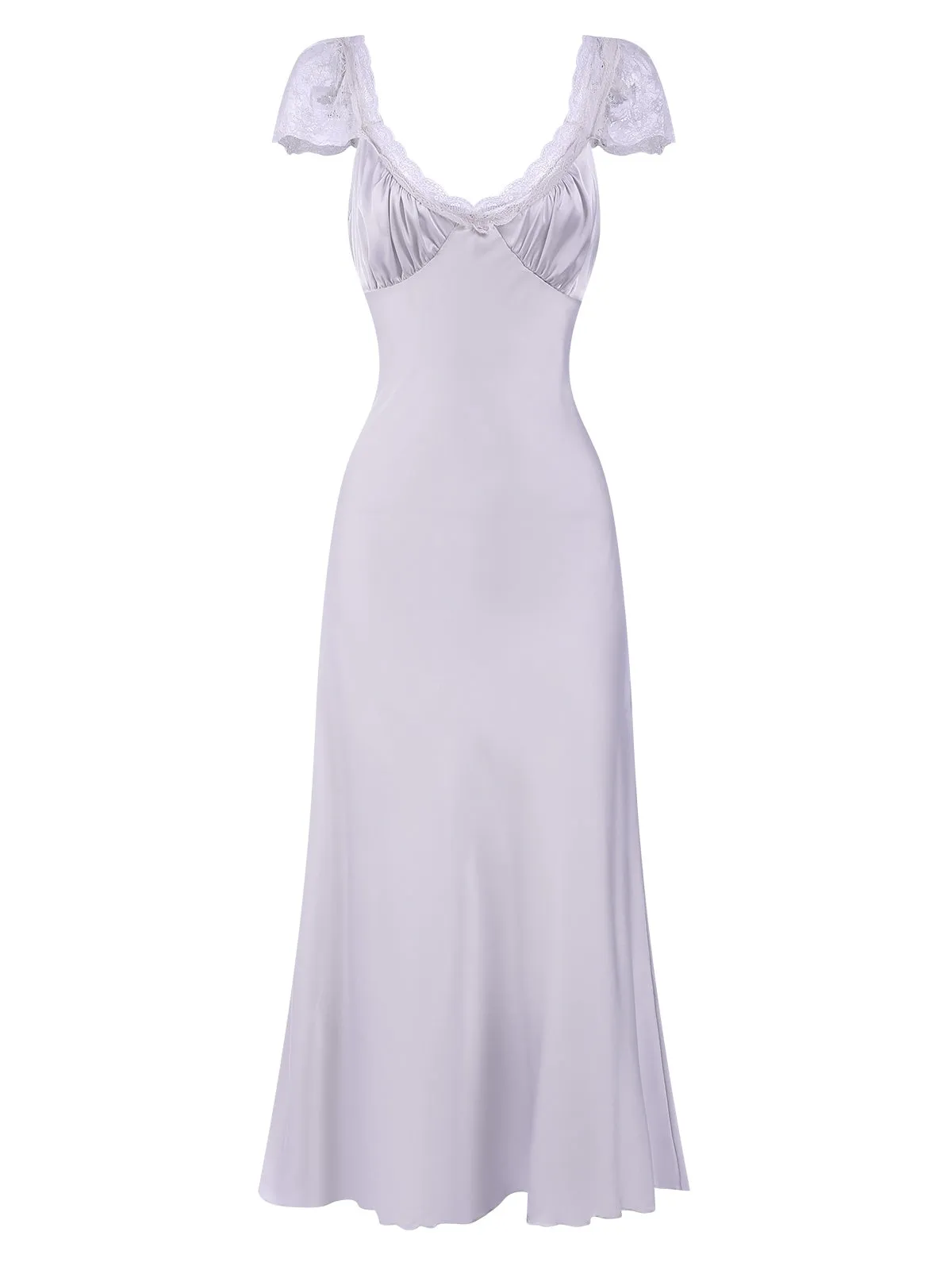 1930s Solid Deep V-Neck Lace Trim Nightgown sold by Retro Stage product image thumbnail 5