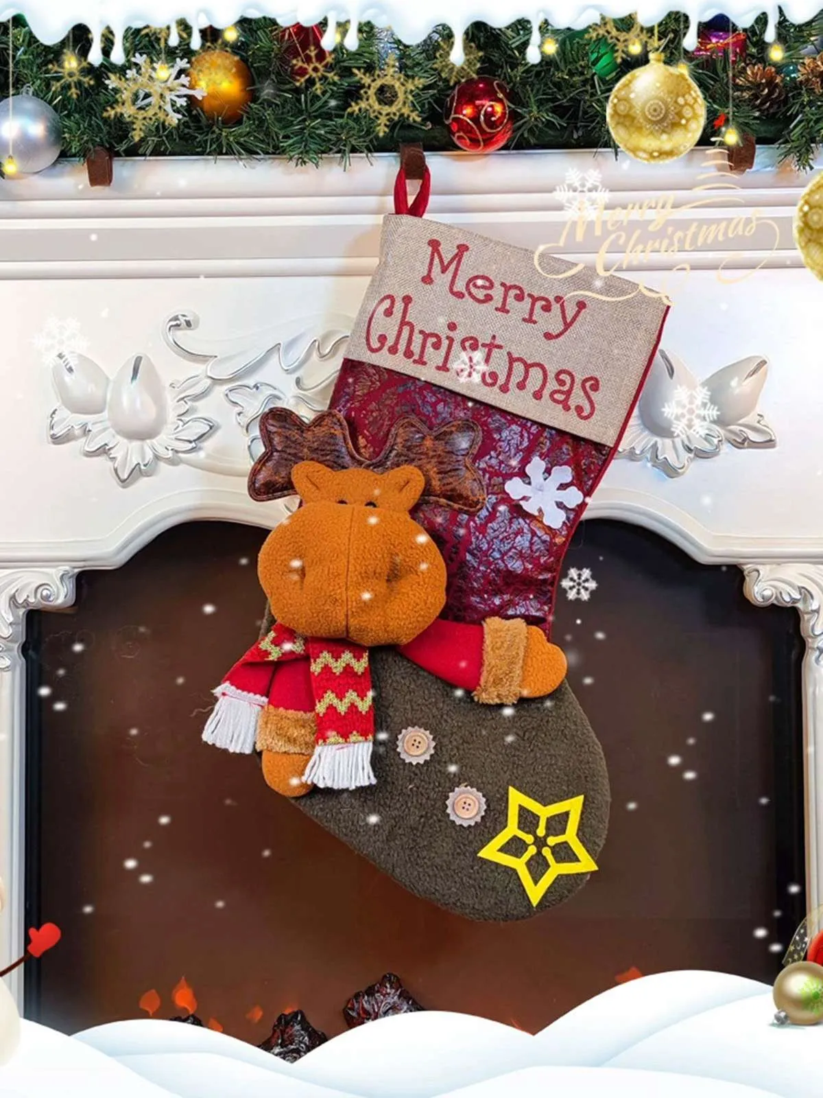 Merry Christmas 3D Cartoon Stockings Gift Bag sold by Retro Stage product image thumbnail 5