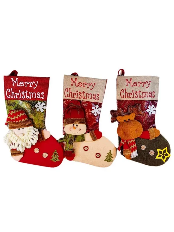 Merry Christmas 3D Cartoon Stockings Gift Bag made by Retro Stage