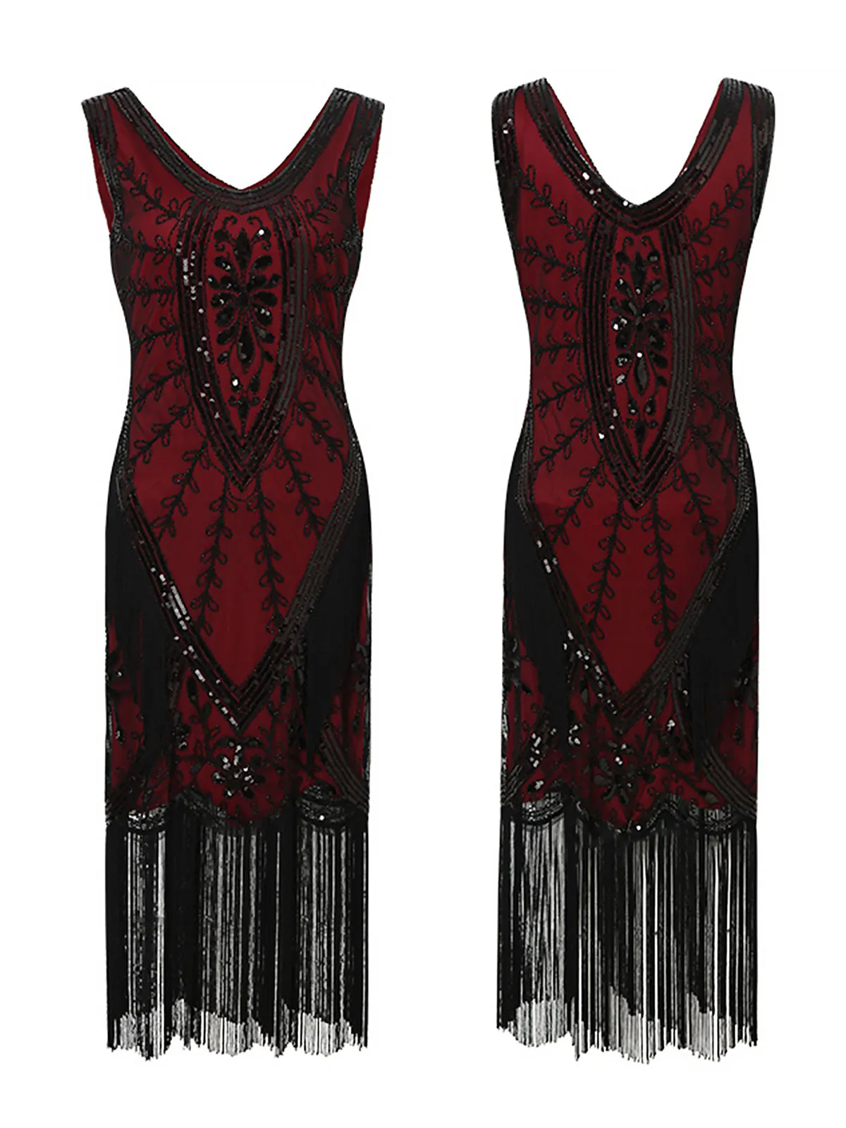 1920s Sequined Fringed Sleeveless Dress sold by Retro Stage product image thumbnail 2