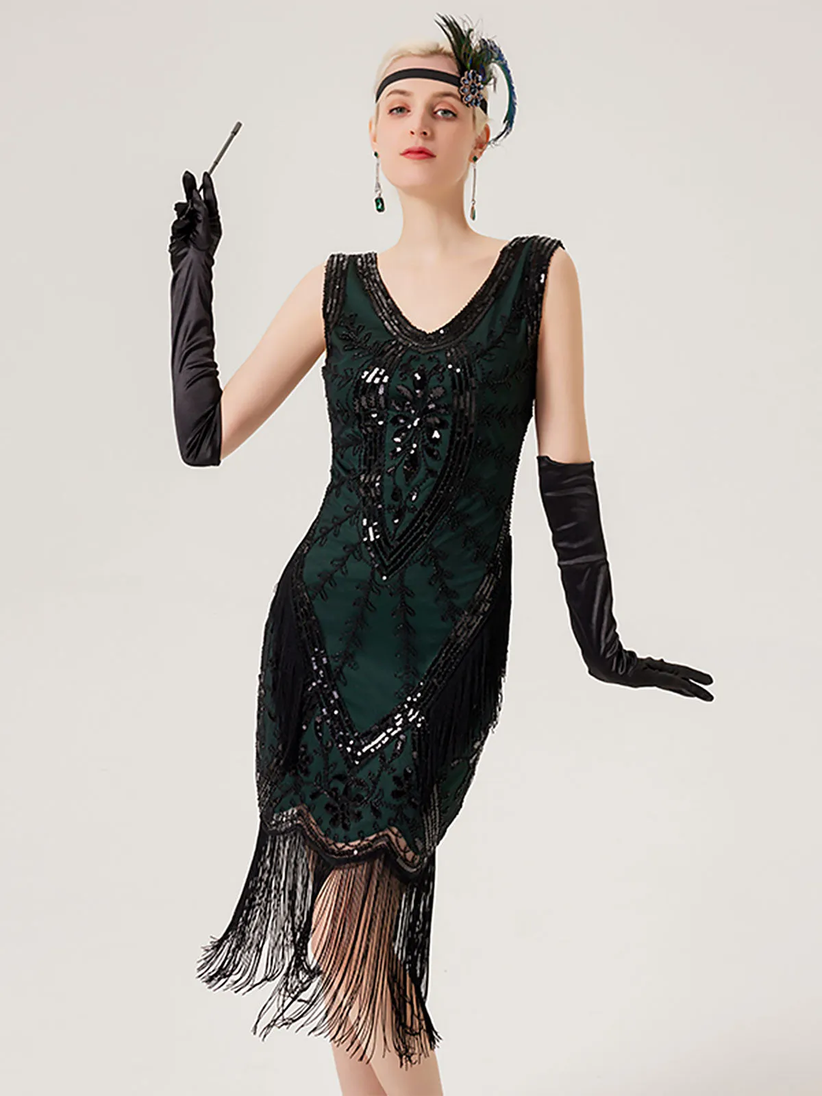 1920s Sequined Fringed Sleeveless Dress sold by Retro Stage product image thumbnail 5