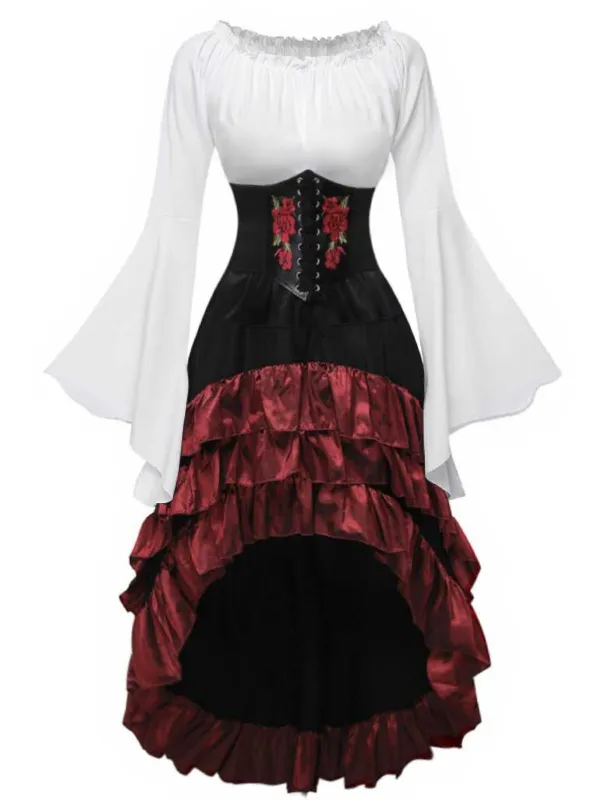 2PCS 1980s Ruffled Halloween Pirate Costume Set made by Retro Stage