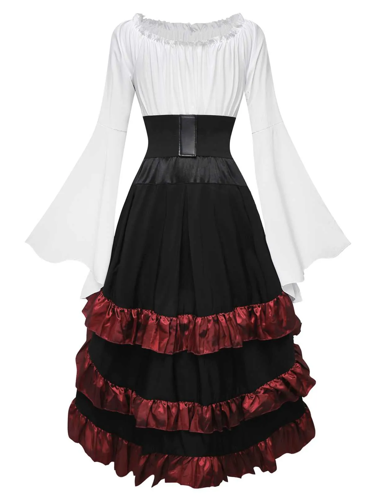 2PCS 1980s Ruffled Halloween Pirate Costume Set sold by Retro Stage product image thumbnail 2