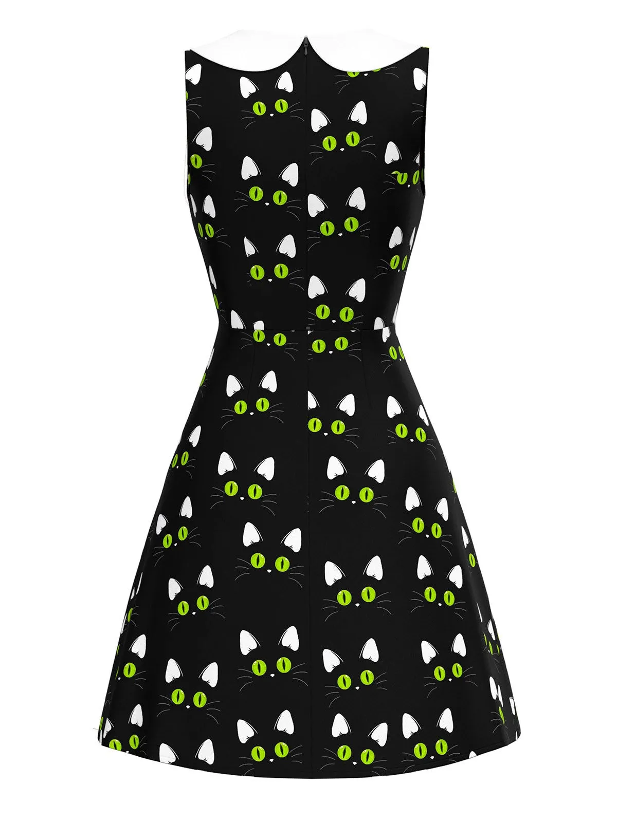 Black 1960s Cat Print Paw Pockets Dress sold by Retro Stage product image thumbnail 3