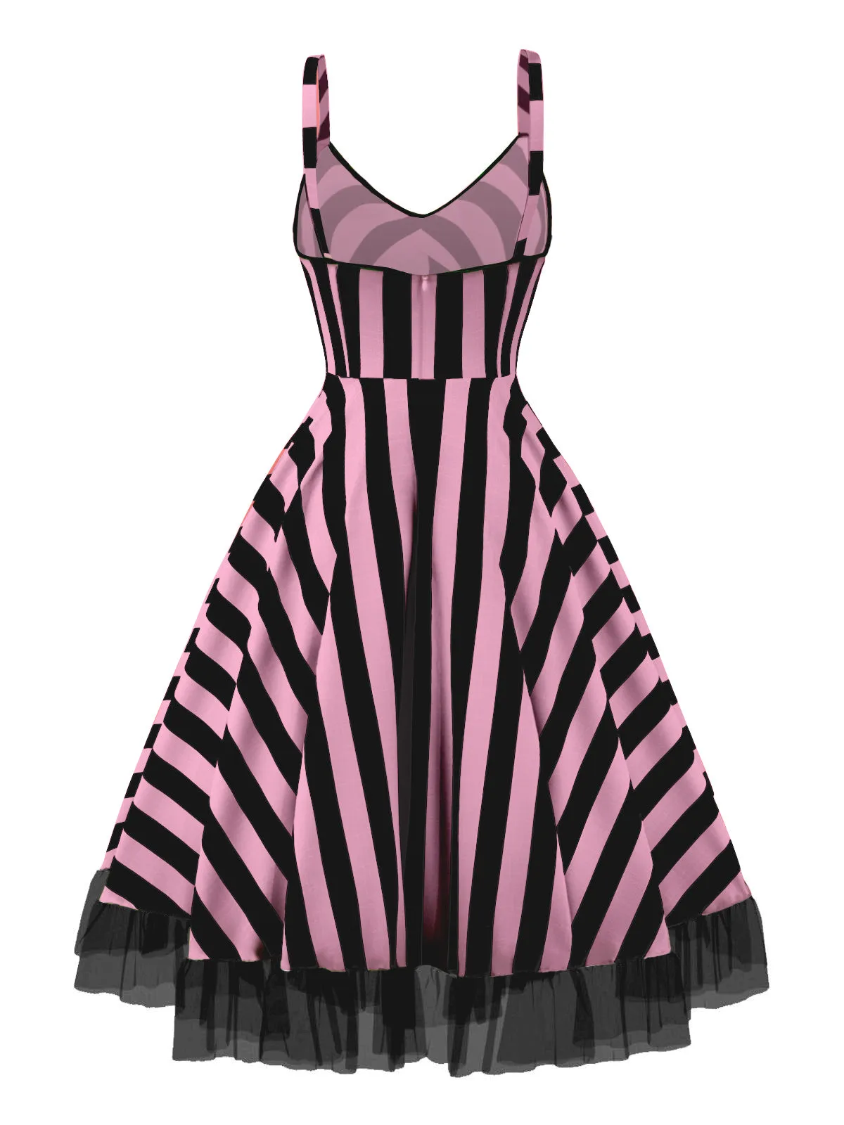 Black&Pink 1950s Striped Fluorescent Black Lace Dress sold by Retro Stage product image thumbnail 2