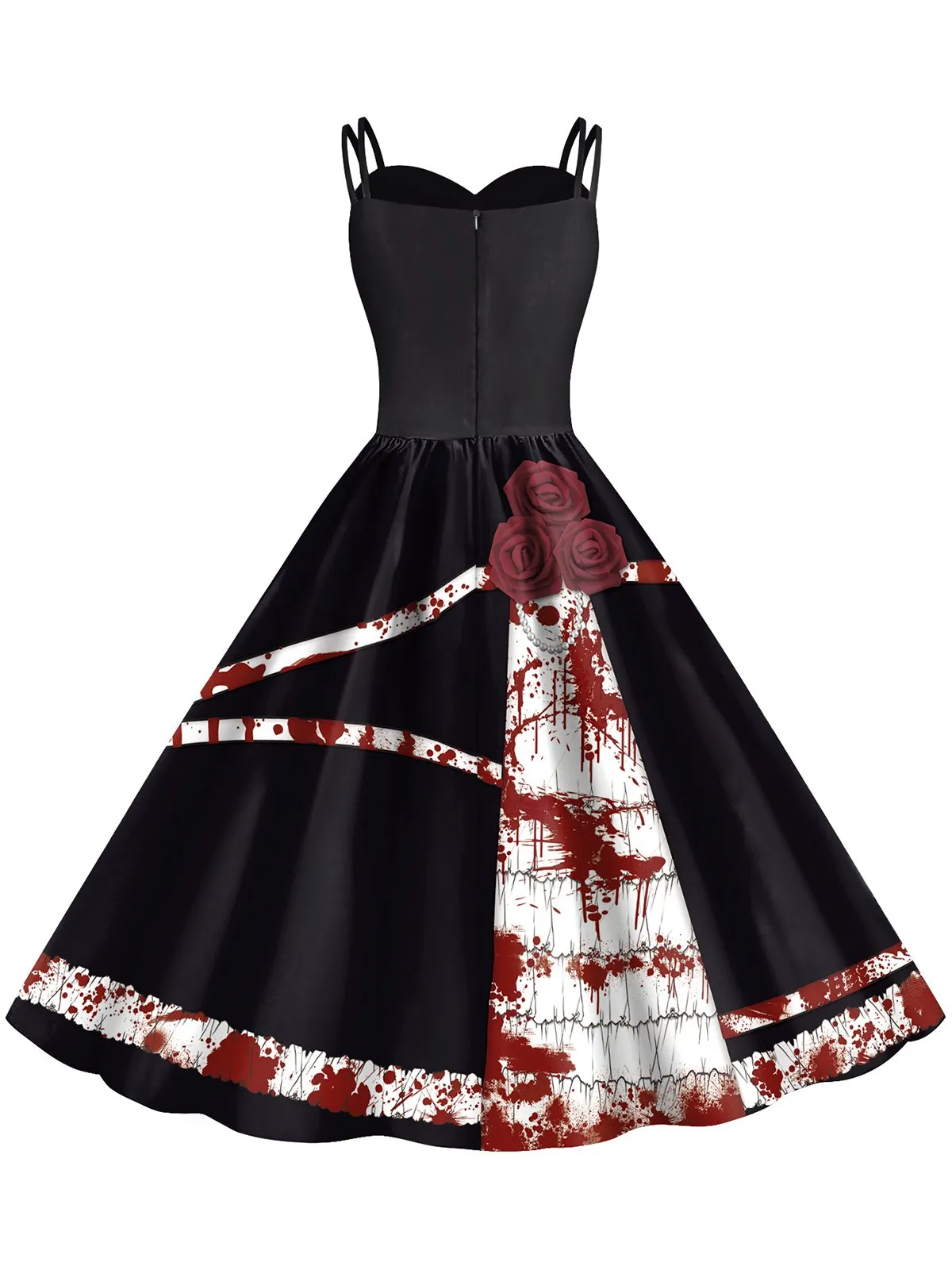 1950s Halloween Roses Blood Double Straps Dress sold by Retro Stage product image thumbnail 3