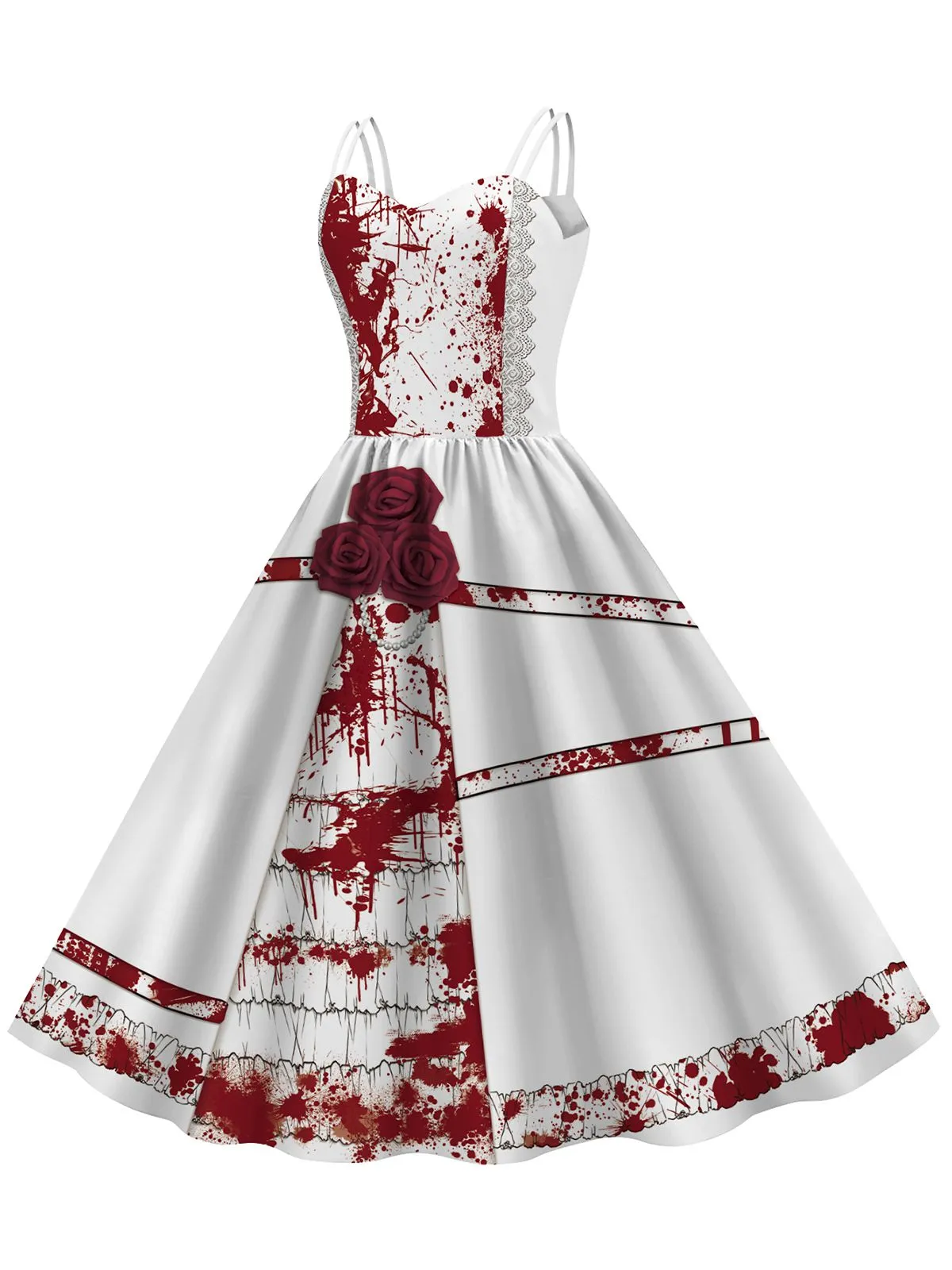 1950s Halloween Roses Blood Double Straps Dress sold by Retro Stage product image thumbnail 5