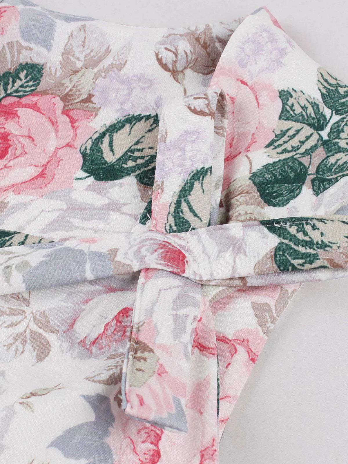 Pink 1950s Floral Bow Sweetheart Neck Swing Dress sold by Retro Stage product image thumbnail 3