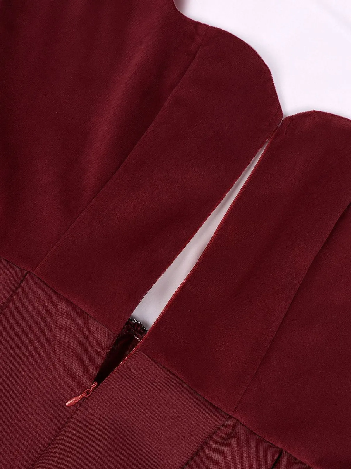 2PCS Wine Red 1950s Ethnic Floral Velvet Dress & Apron sold by Retro Stage product image thumbnail 4
