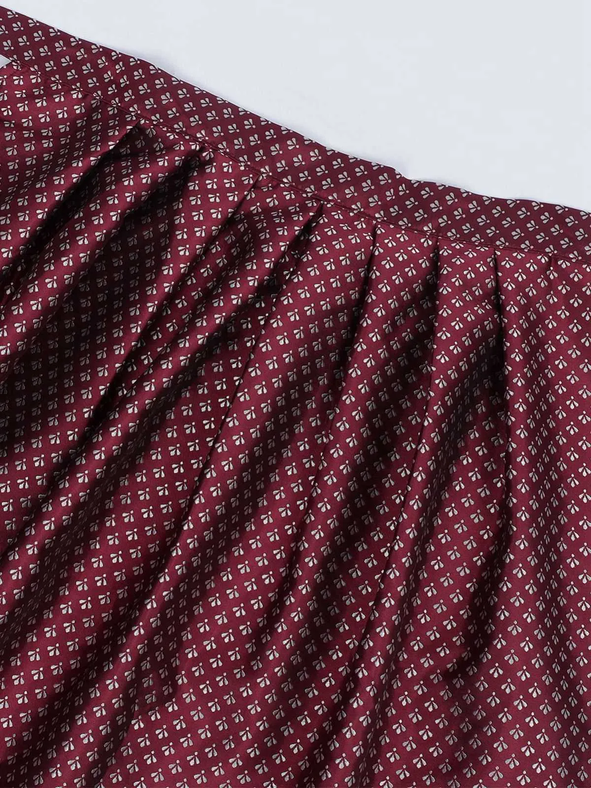 2PCS Wine Red 1950s Ethnic Floral Velvet Dress & Apron sold by Retro Stage product image thumbnail 5