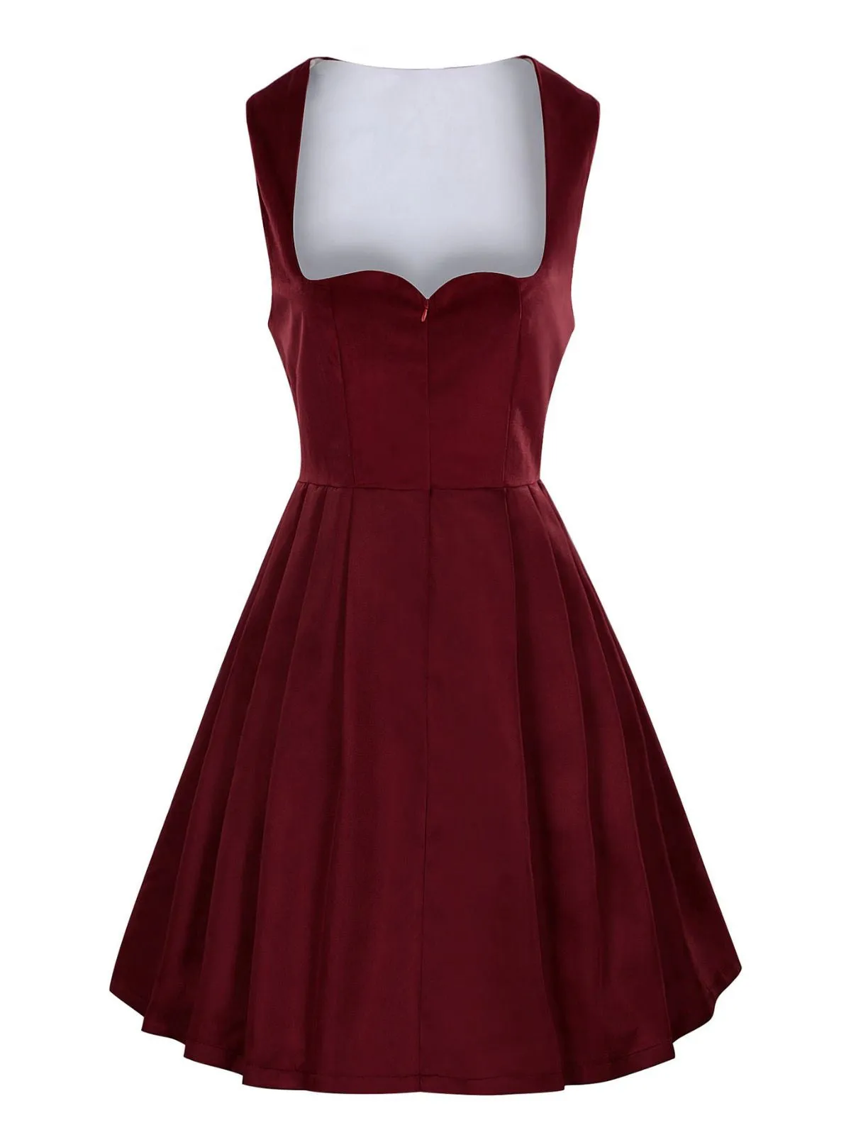 2PCS Wine Red 1950s Ethnic Floral Velvet Dress & Apron sold by Retro Stage product image thumbnail 2