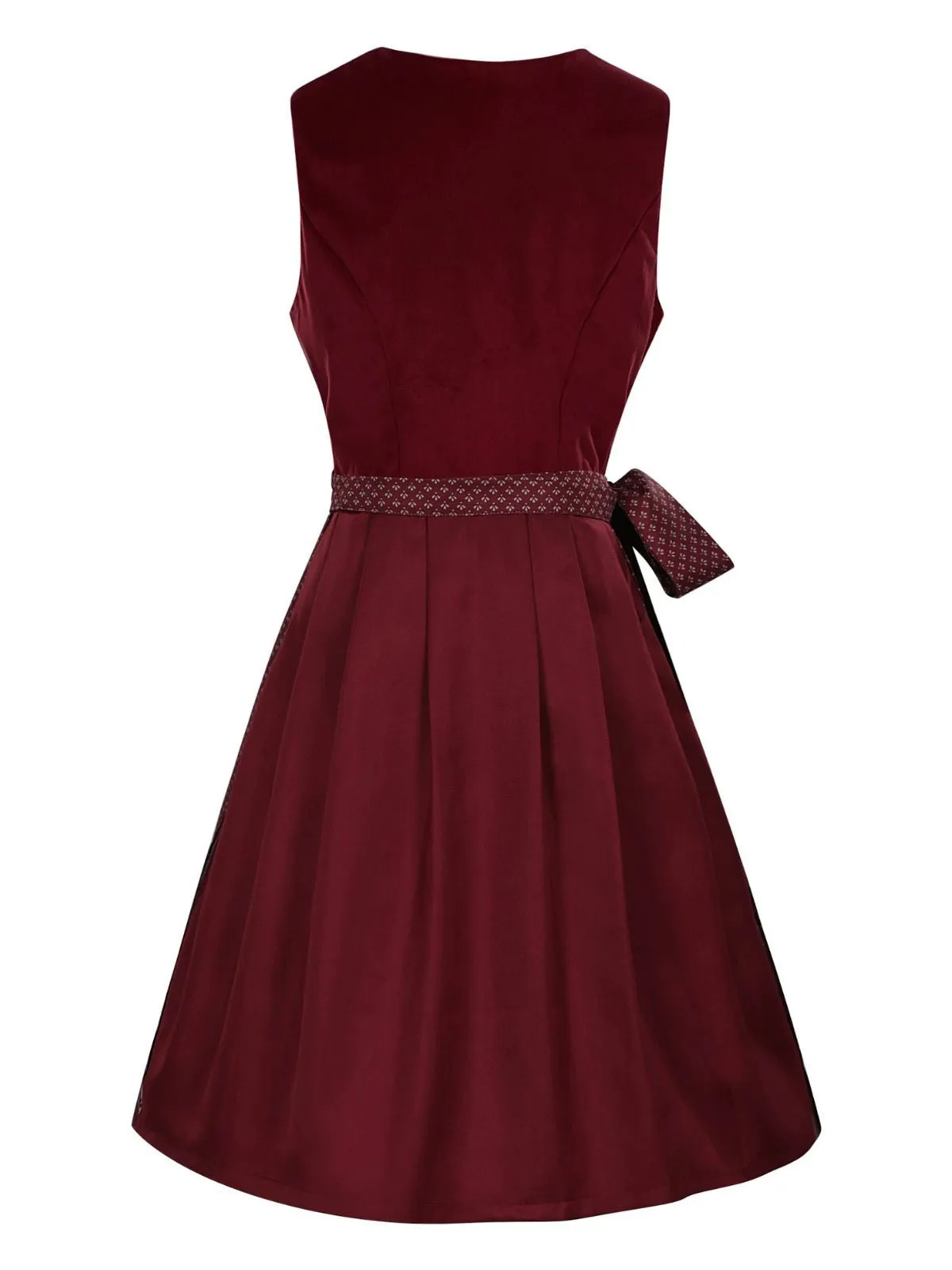 2PCS Wine Red 1950s Ethnic Floral Velvet Dress & Apron sold by Retro Stage product image thumbnail 3