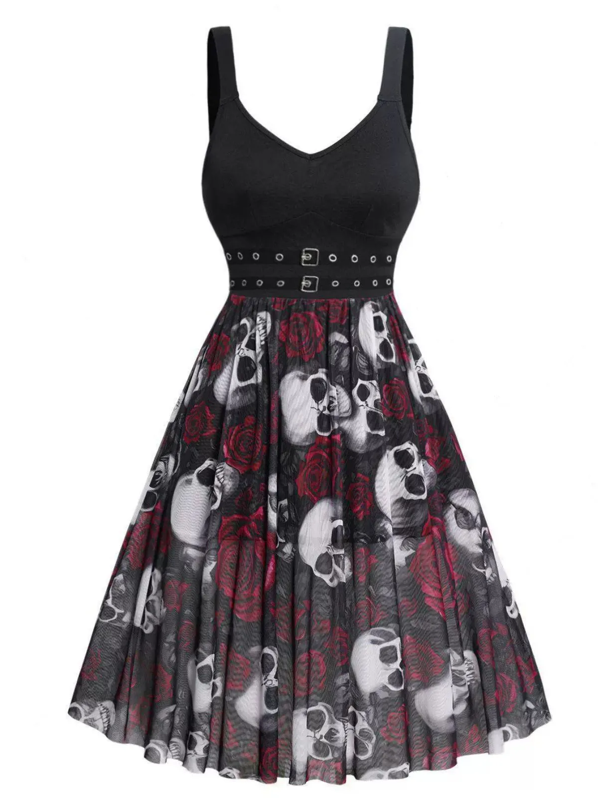 1950s Slip Halloween Skull Rose Dress sold by Retro Stage