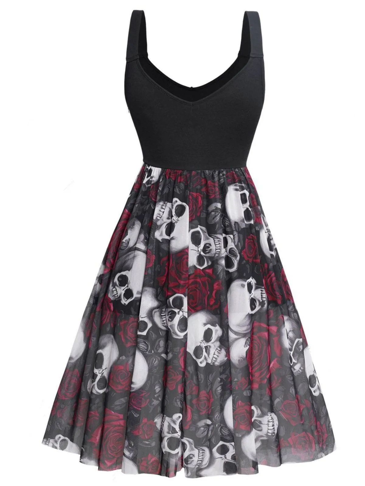 1950s Slip Halloween Skull Rose Dress sold by Retro Stage product image thumbnail 2