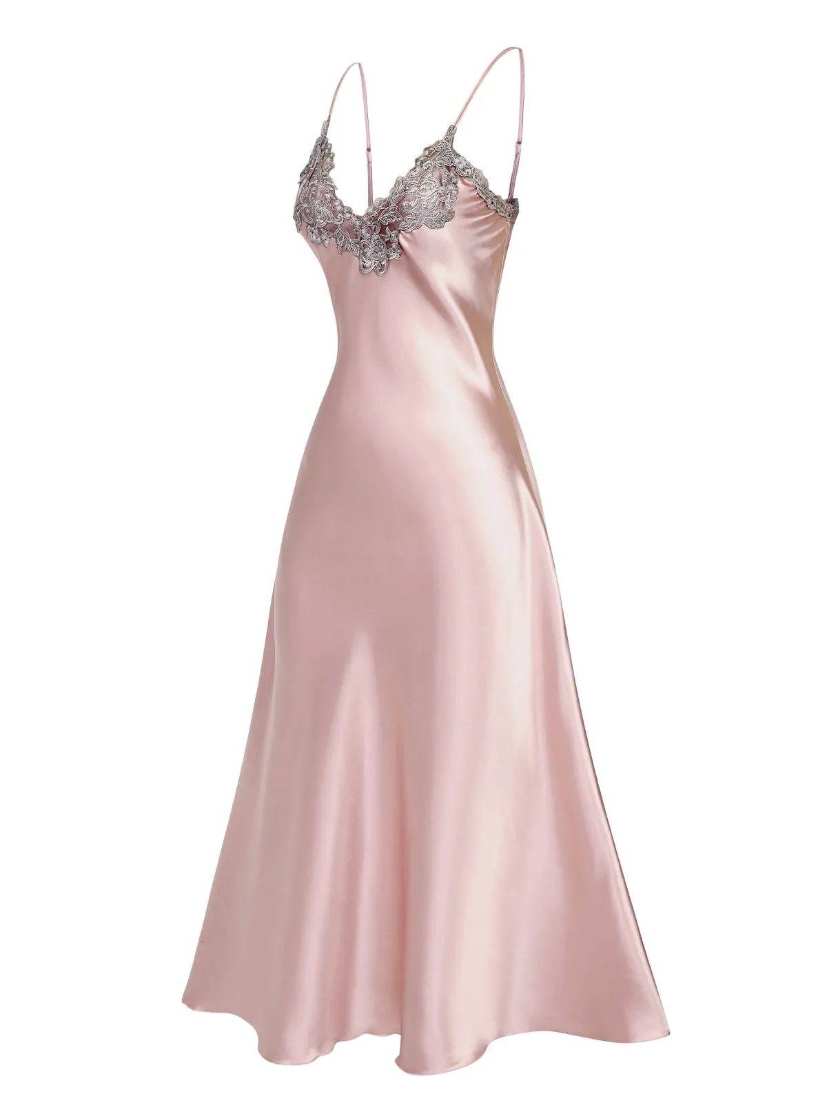 1930s Embroidered Faux Satin Strap Nightgown sold by Retro Stage product image thumbnail 4